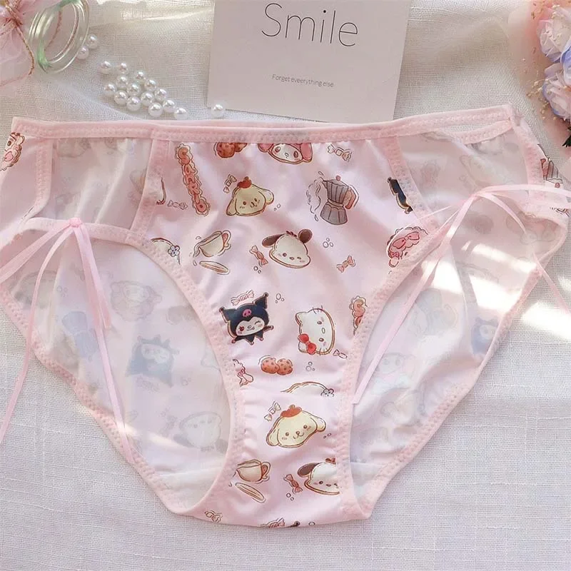 Miniso Sanrio Hello Kitty Kuromi Pochacco Kawaii Lolita Panties Comfortable Quick Drying Panties Women's Lingerie Birthday Gift