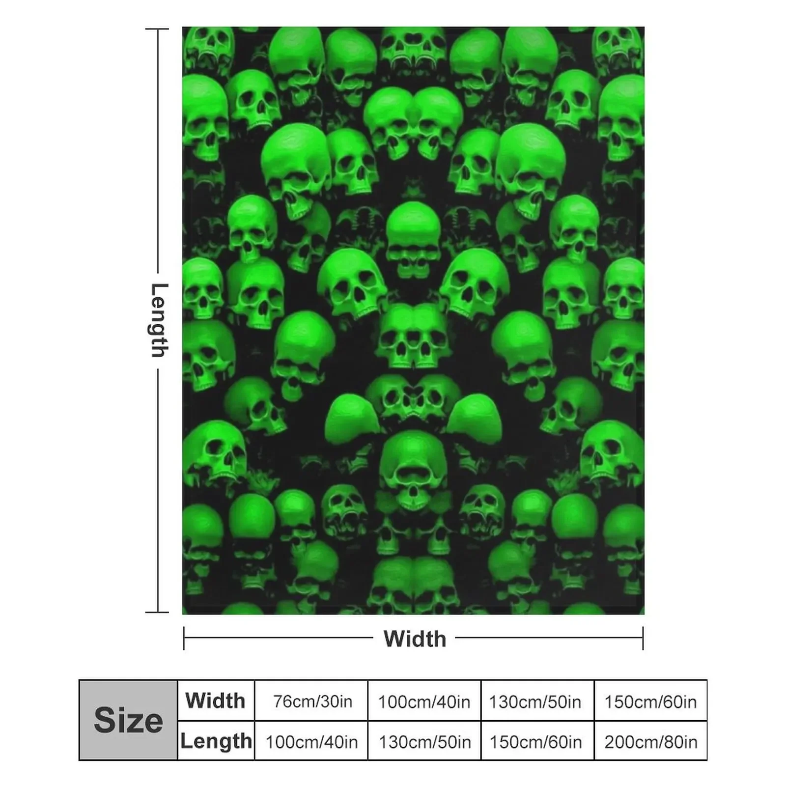 Neon Green Trippy Skull Throw Blanket Bed linens Moving christmas gifts warm winter Blankets