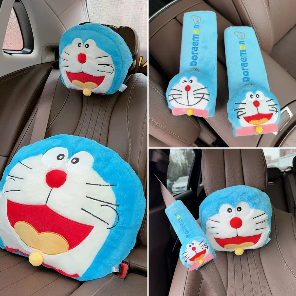 

Мультяшный Doraemon плюшевый подголовник, защитная подушка для шеи, подушка для спины, чехол для ремня безопасности автомобиля, диван-кровать, мягкая подушка, подушка, подарки для девочек
