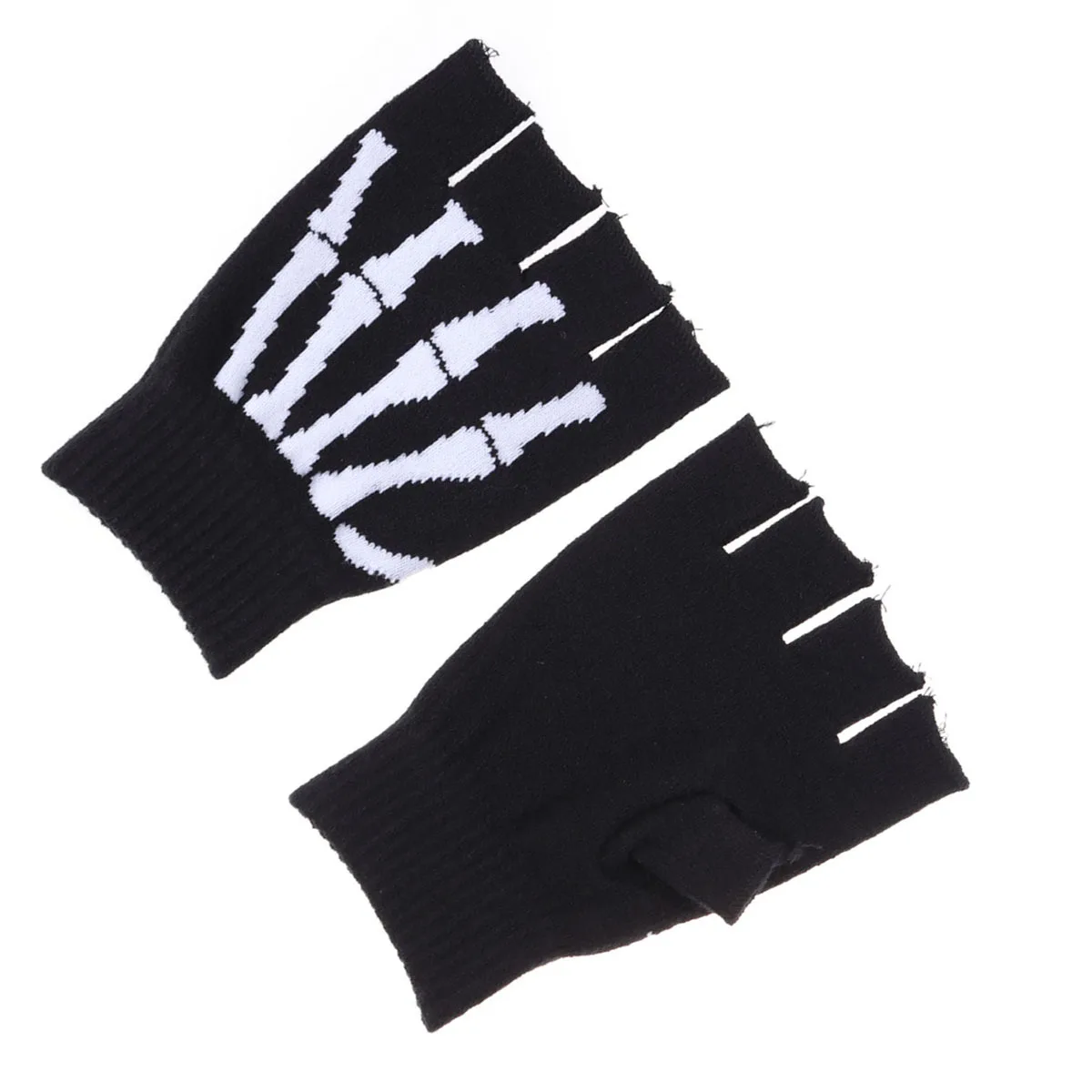 

Unisex Finger Half Finger Knit Skull Bone Gloves Breathable Shock Absorbing Anti Skid Cycling Climbing Fitness Outdoor