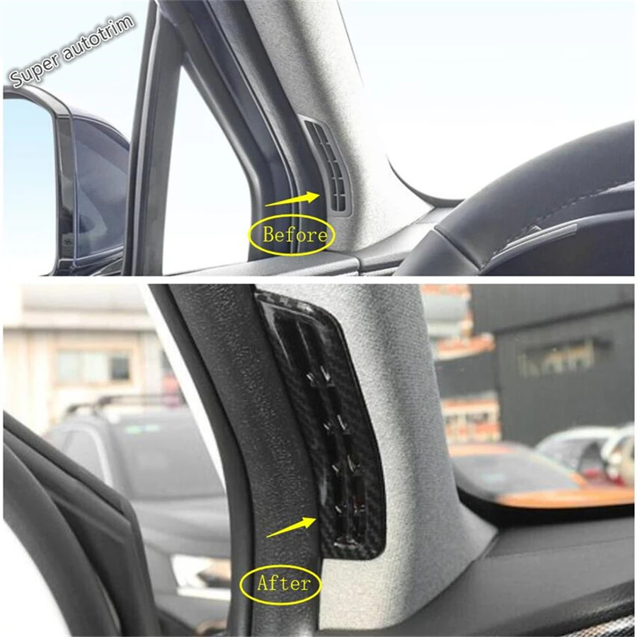 

Pillar A Air AC Conditioning Vent Outlet Frame Decoration Cover Trim For Hyundai Santa Fe 2019 - 2023 Carbon Fiber Accessories