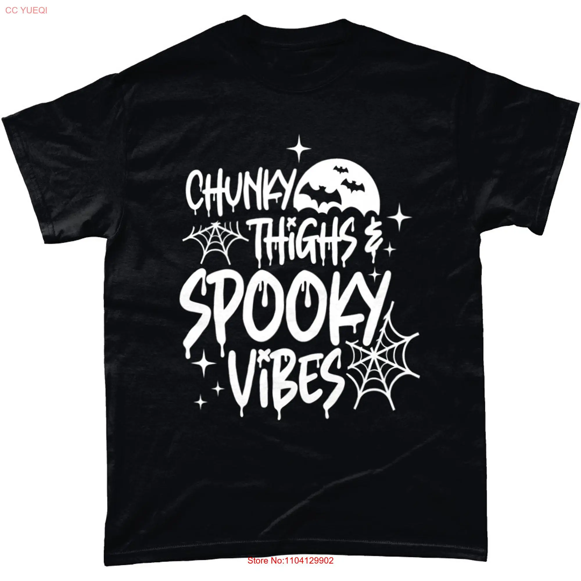 Chunky Thighs and Spooky Vibes Heavy Cotton T Shirt long or short sleeves