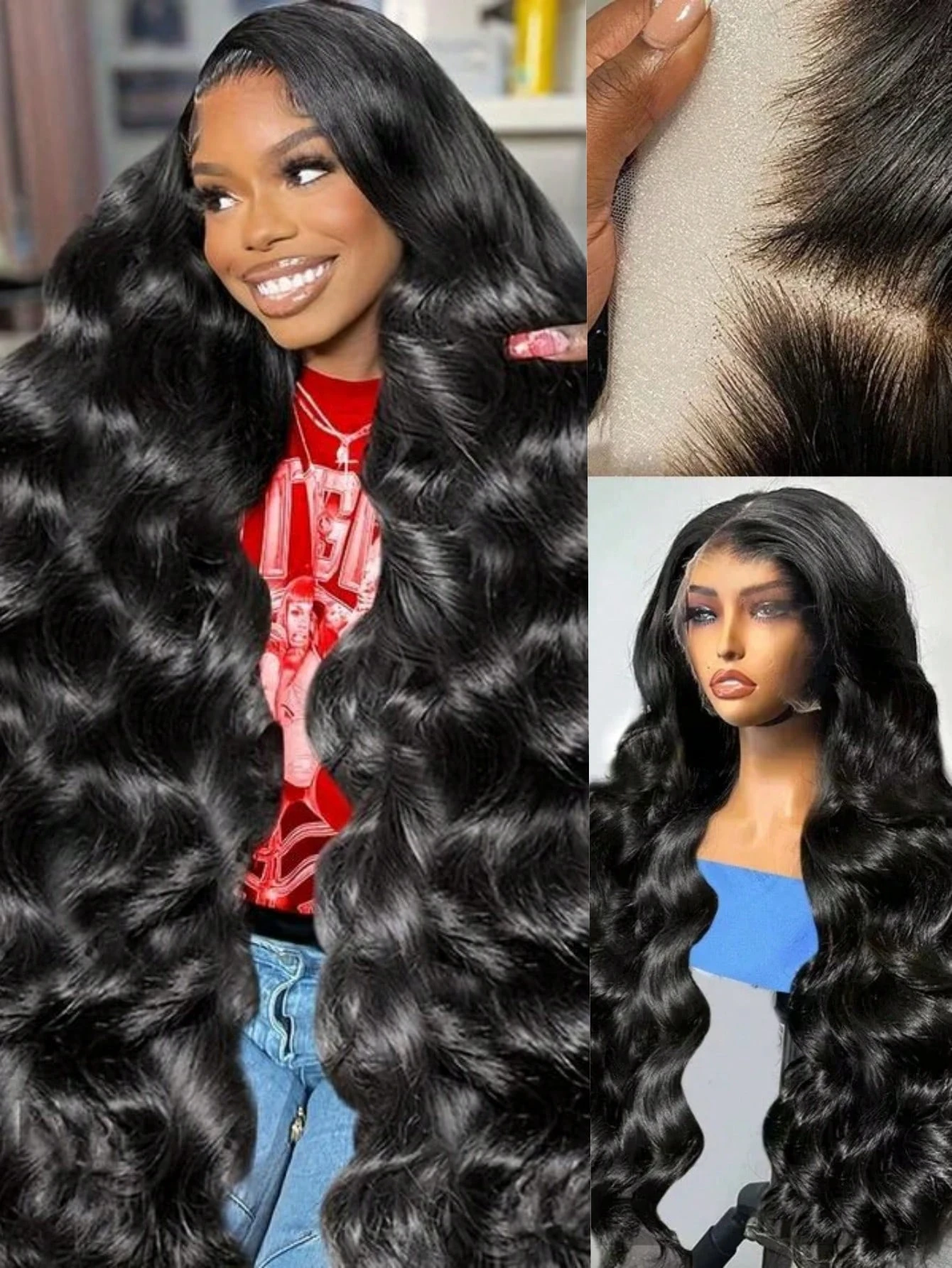 

220% Плотность 13x6 HD Парик из натуральных волос на кружеве Парик с объемной волной 100% человеческие волосы Предварительно выщипанные HD Кружевной фронтальный парик Человеческие волосы для женщин