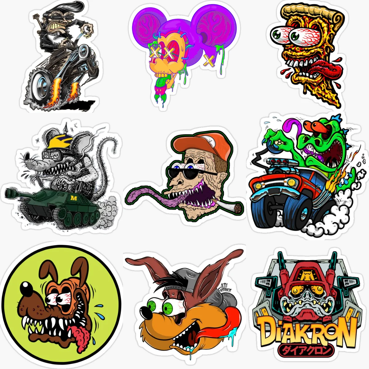 

Crazy Rat Fink Creative PVC Waterproof Sticker for Decorate Car Bicycle Van Window Wall Fridge Helmet Decal Accessorie