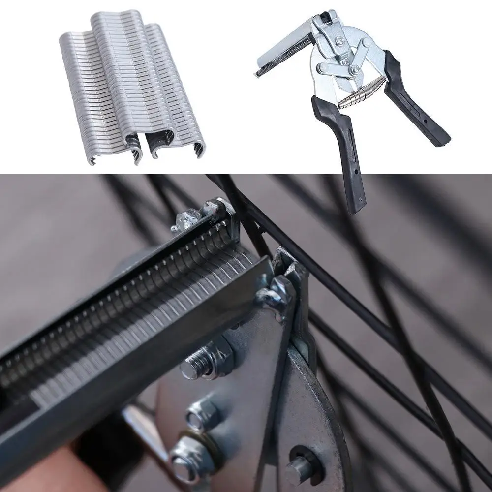 600pcs M Clips Animal Cage Hog Ring Pliers Chicken Mesh Cage Farm Cage Repair Pliers Wire Fencing Caged Binding Cage