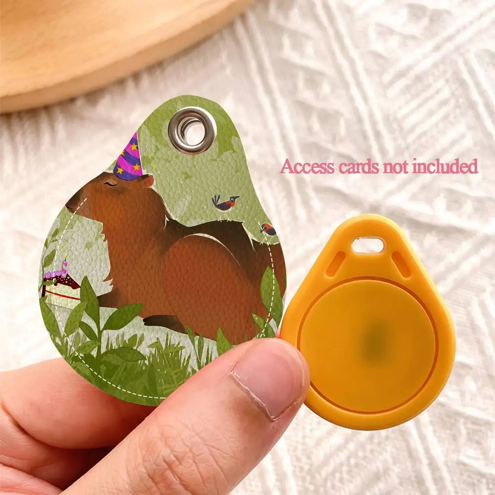 حافظة بطاقات الوصول على شكل قطرة الماء من كابيبارا، حامل بطاقات مضاد للضياع ومقاوم لبصمات الأصابع، ملحقات مضادة للسقوط #6