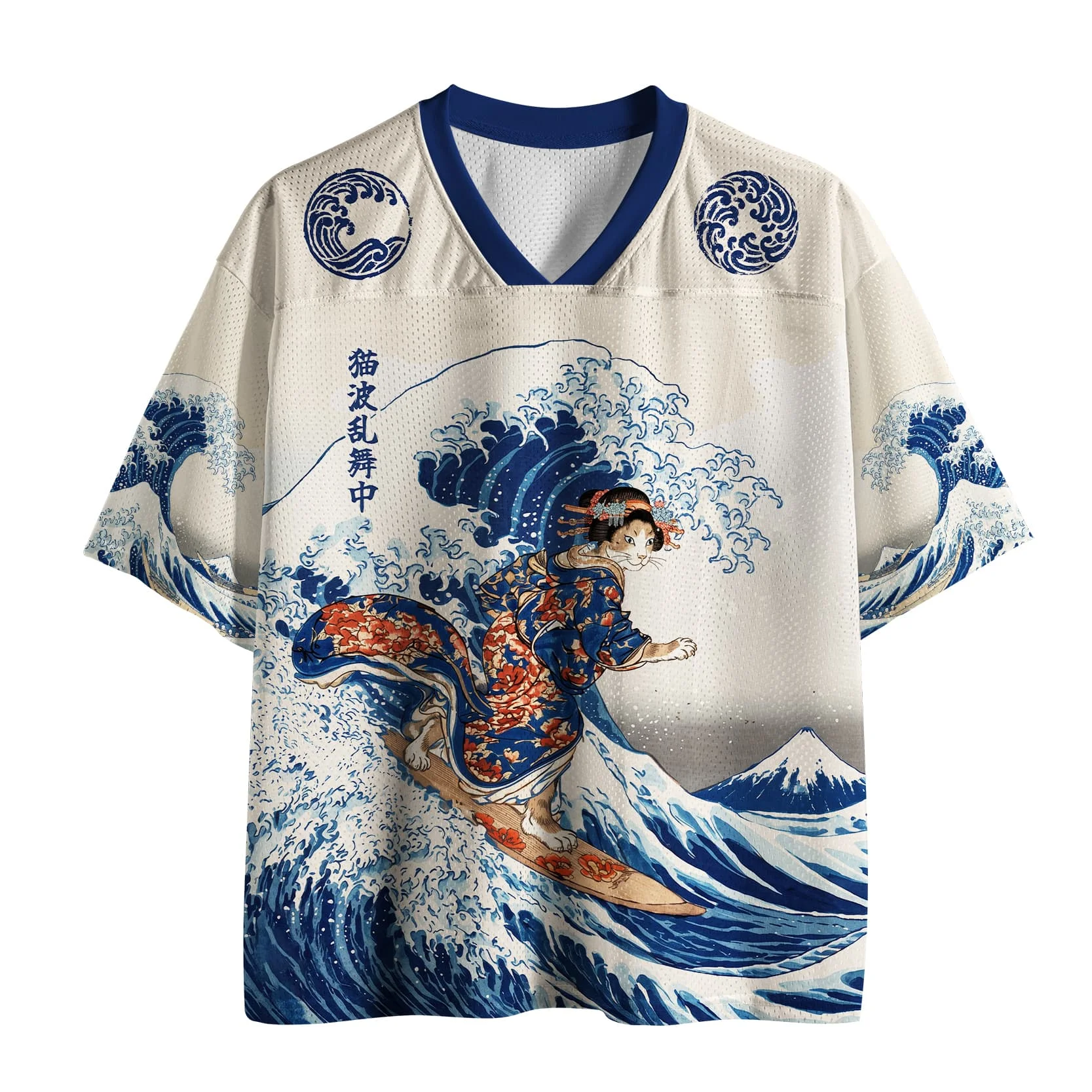 2026 new unisex mesh T-shirt V-neck lightweight breathable polyester mesh retro nostalgic printed casual sportswear