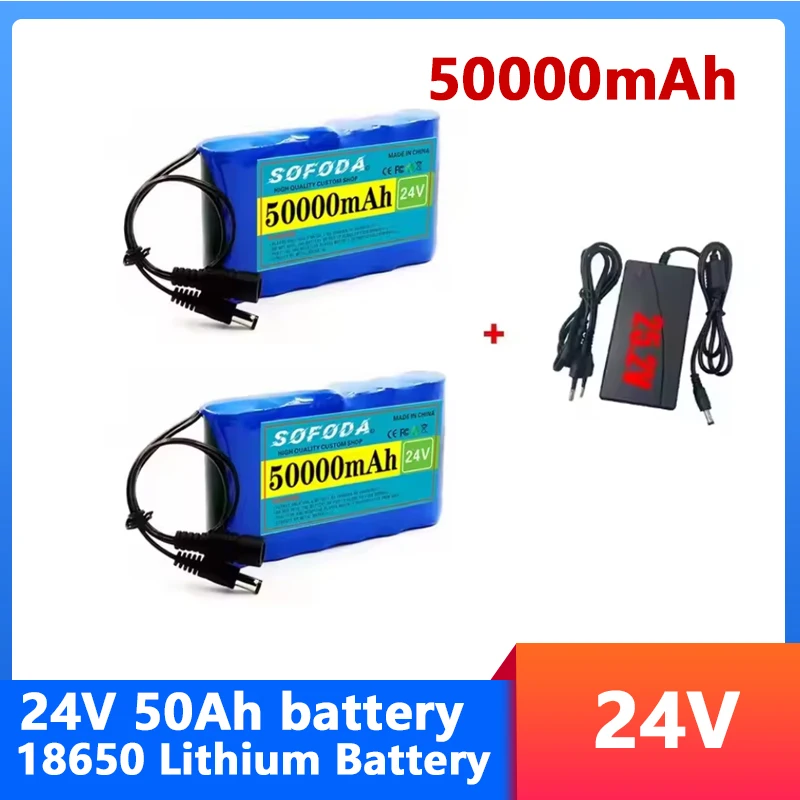 24V 6S1P Akkupack 50000mAh Wiederaufladbarer Lithium-Ionen-Akku 50Ah Kapazität für CCTV-Kamera-Monitor mit DC 25,2V 1A Ladegerät