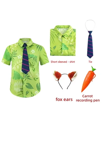 Fox Cosplay Costume Uniform  Fox Ears Shirt Tie Carrot Pen Halloween Carnival Party Play Role Clothes