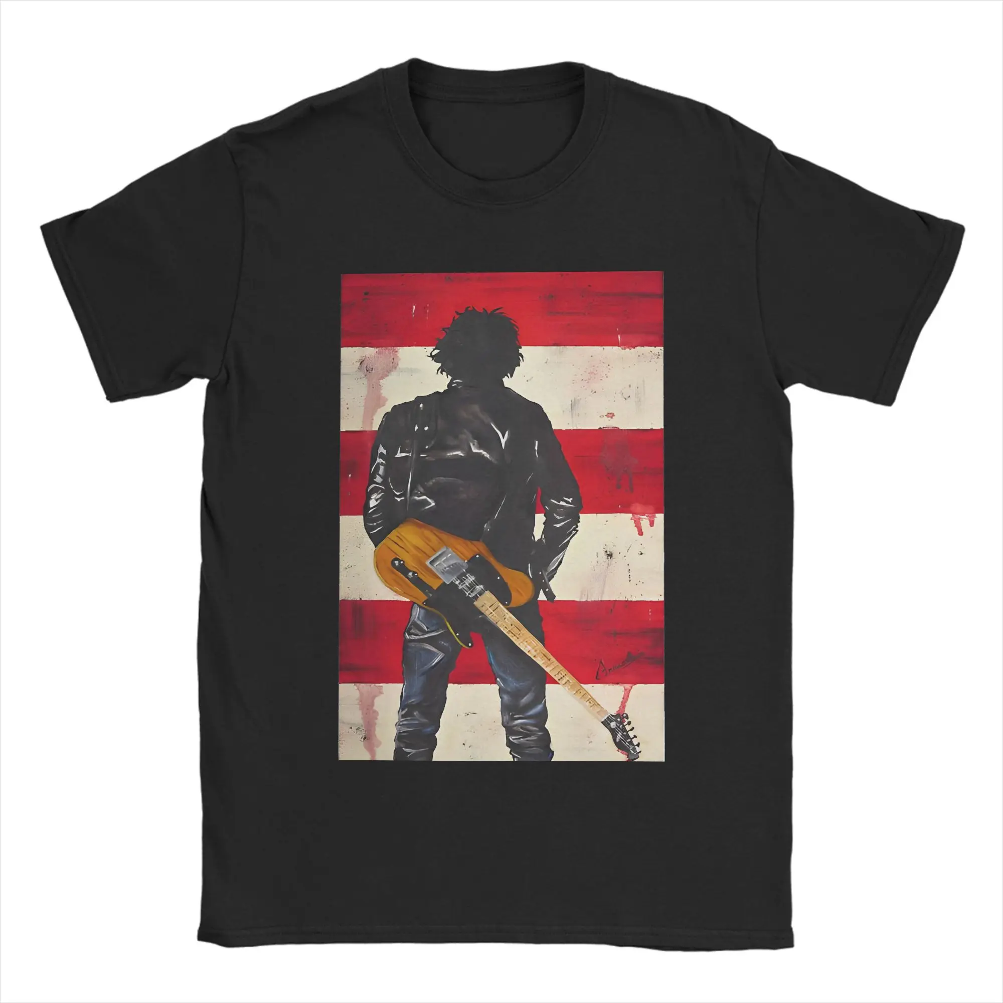 Camisetas del mundo de Bruce Springsteens The Boss Rock Music Tour para hombre, camisetas Vintage de playa con cuello redondo, camiseta personalizada DIY de ocio de talla grande
