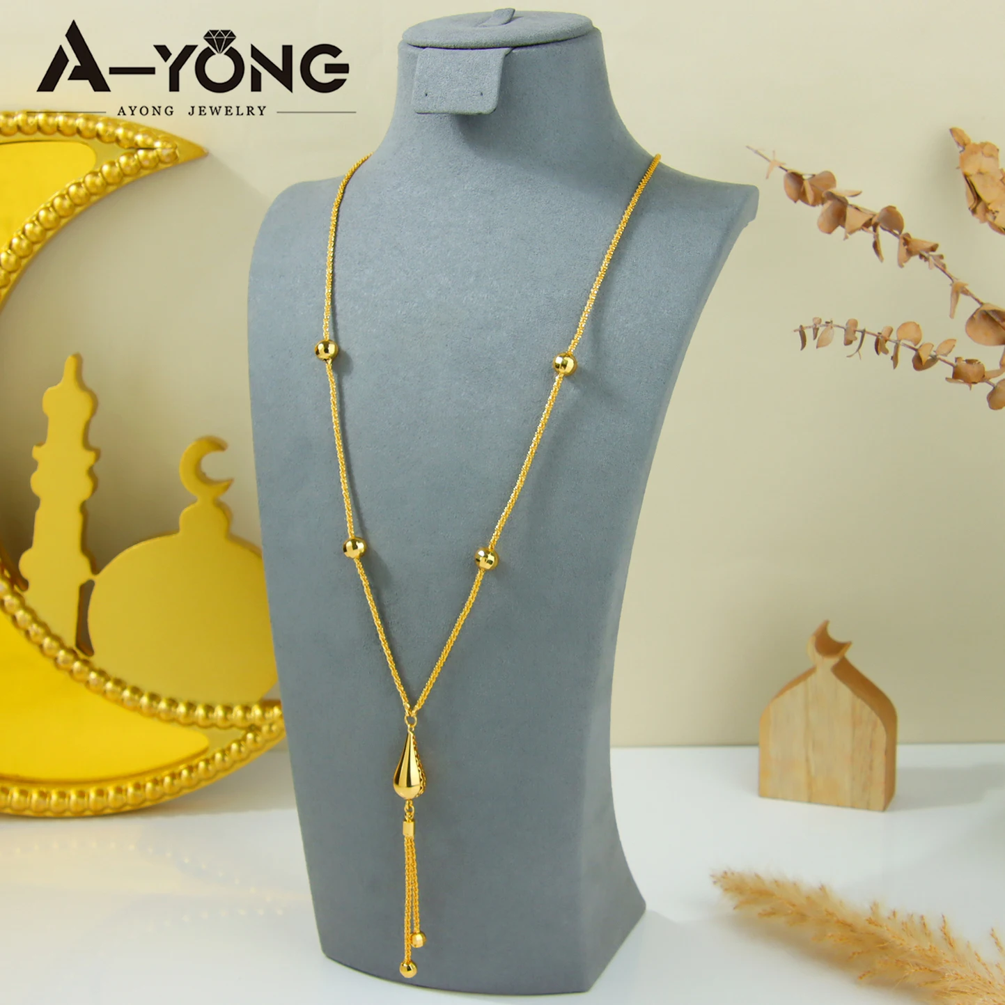 Body Jewelry Dubai - Nigeryjski naszyjnik ślubny, pozłacany 21-karatowym złotem,