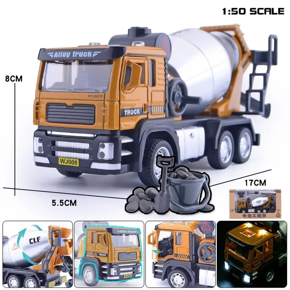 1:50/1:40 Kids Alloy Engineering Car Model With Sound Light Excavator Bulldozer Forklift Toys For Boys Gifts