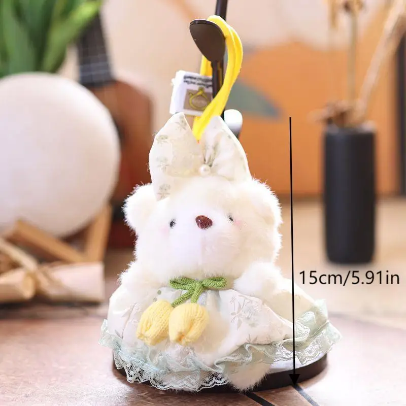 Xm1pc 15cm ローズベアぬいぐるみキーホルダー クリエイティブ漫画ぬいぐるみ人形おもちゃバッグペンダントバックパック吊り下げ装飾女の子ギフト