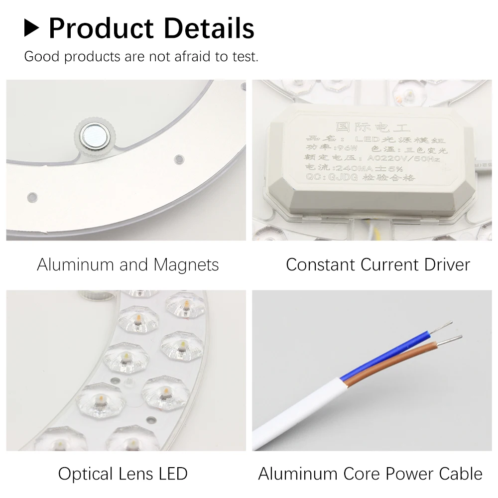 Led ceiling light replacement module led light AC220V 96W round Led light board module 6000k ceiling fan light