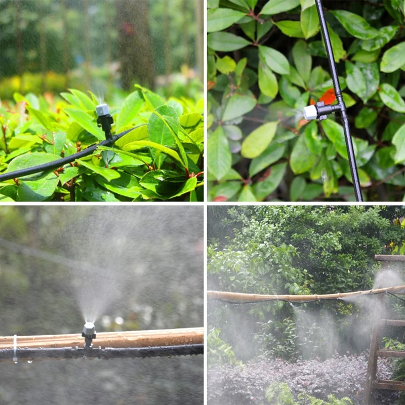 100Pcs(50 Pairs)Garden Irrigation Kit Adjustable Atomization Dripper & 1X 30M Meter 1/4 Inch Blank Distribution Pipe