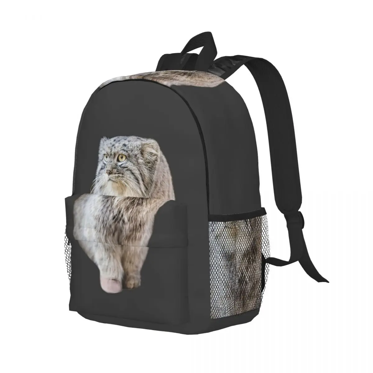 Round Pallas Cat Backpack Student Boys Girls BookBag Men Women School Bag Computer Shoulder Bags