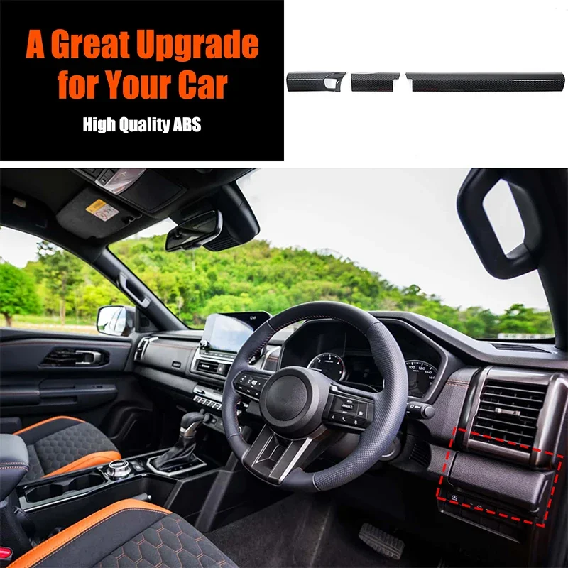 For Mitsubishi Triton /L200 2024 +ABS Carbon Fiber Pattern Car Center Console Trim Strips Interior Accessoires RHD