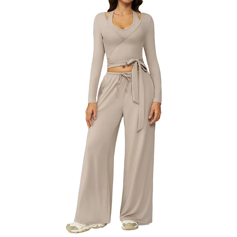 2025 Autumn Woolen Yoga Set Quick Drying Beauty Back Strap Sports Set Casual and Comfortable Running Fitness Clothing for Women