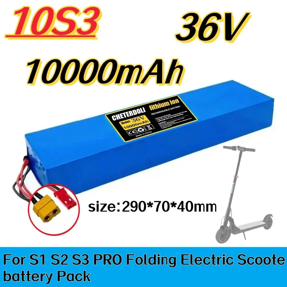 

10S3P 18650 lithium-ion battery pack 36V 10000mAh, suitable replacing batteries on for KUGOO S1/S2/S3 electric scooters.