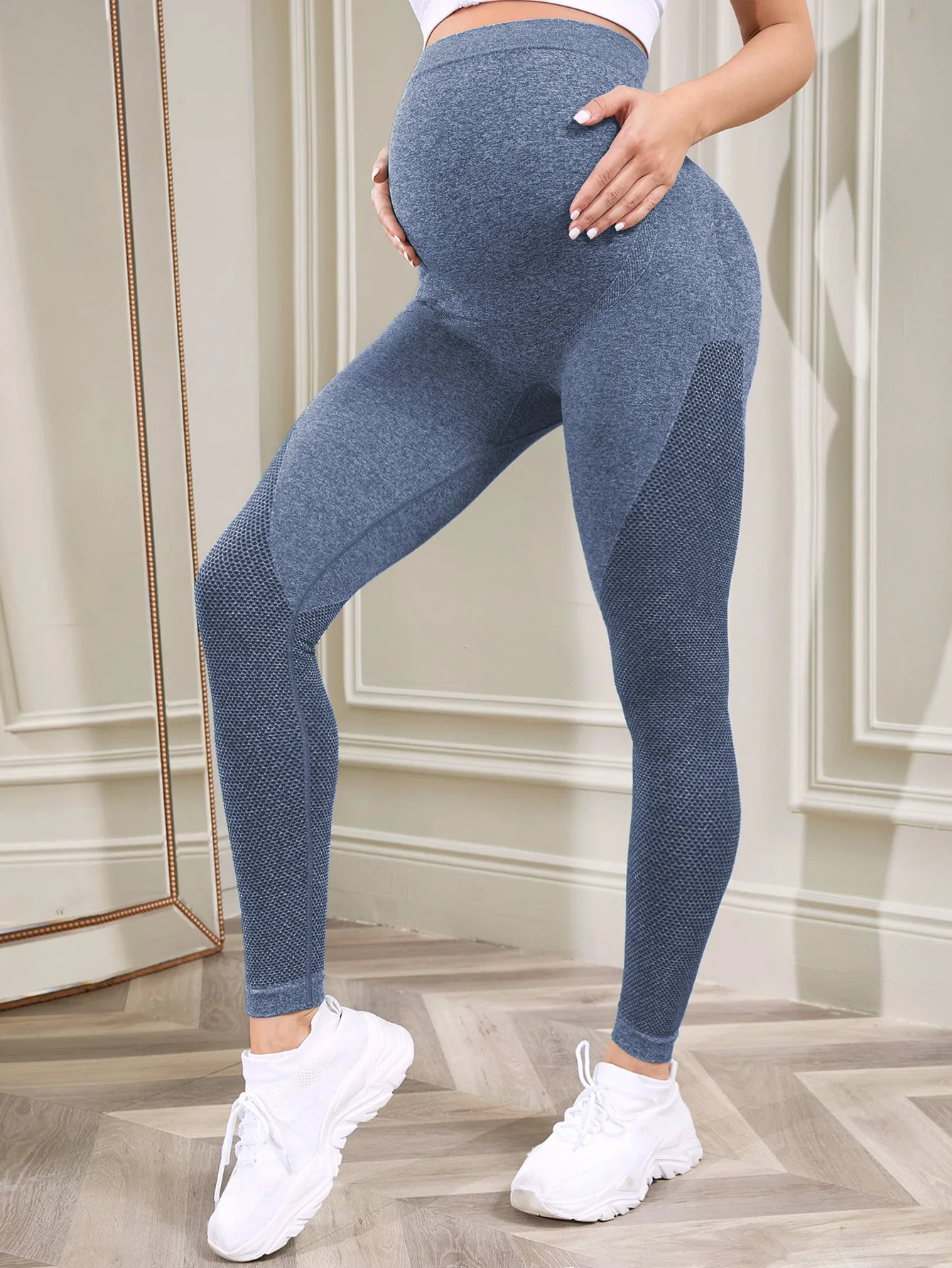 Leggings de maternidad para mujer sobre el vientre, ropa deportiva para embarazo, pantalones de yoga para entrenamiento