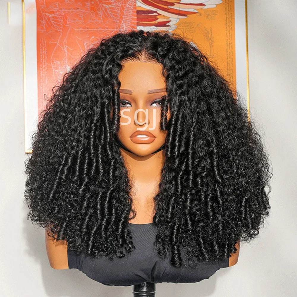 

Natural Black Soft 26Inch Long 180Density Preplucked Lace Front Wigs For Women Kinky Curly With Baby Hair Glueless Good Texture