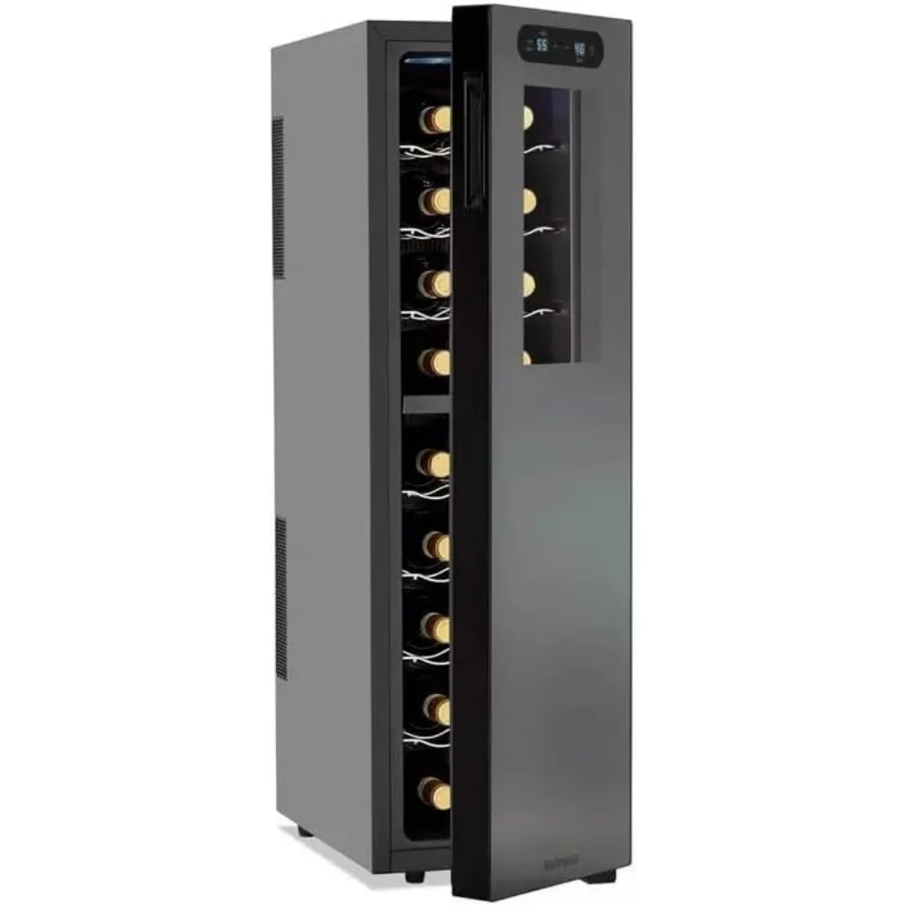 ثلاجة النبيذ قائمة بذاتها موفرة للطاقة - تخزين الزجاجات المستقيمة، ترموستات قابل للتعديل، شاشة لمس رقمية