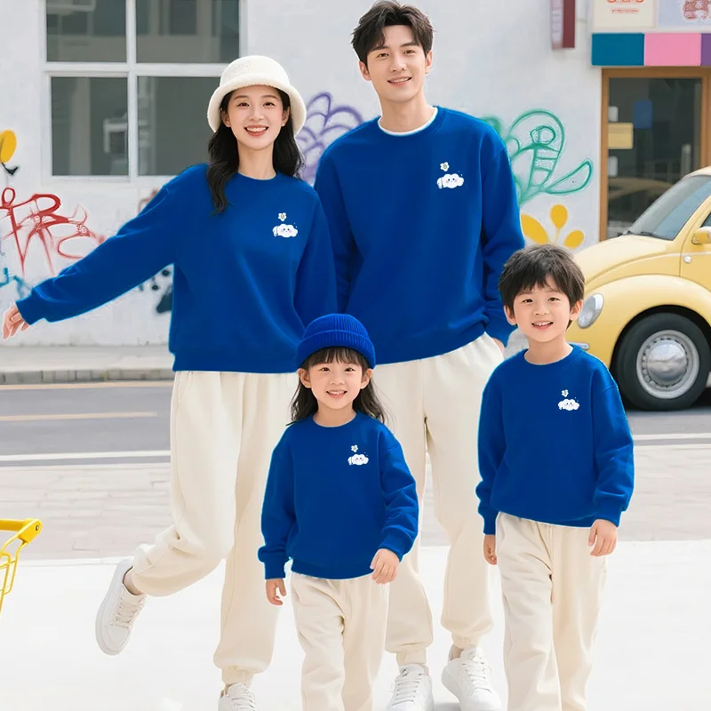 Family Matching Spring Autumn Sweatshirt  Boys Girls Outdoor Casual O-Neck Top Mom Dad Comfortable Long Sleeve Versatile Clothes