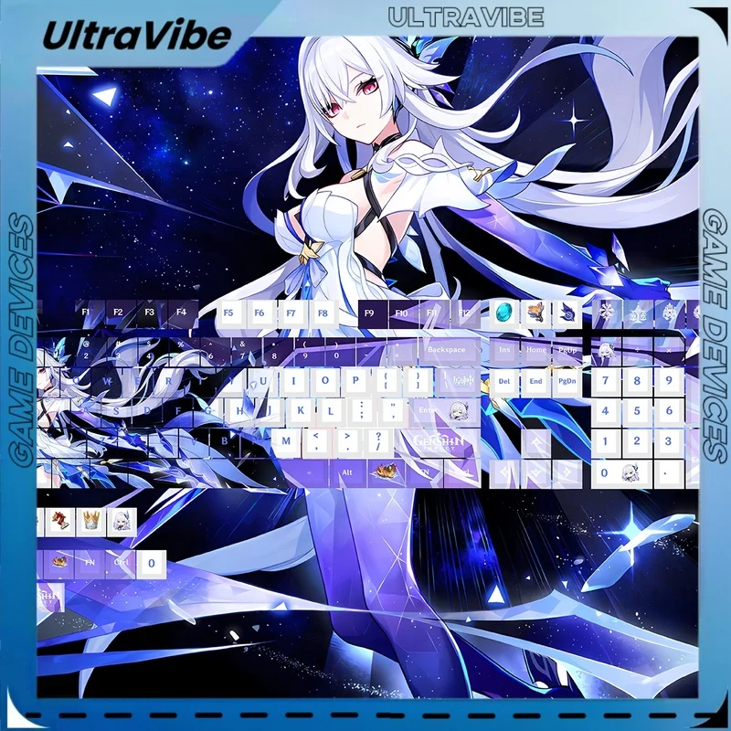 

Genshin Impact game Keycap Skirk Character Theme Keycap anime cheery height Side Light Transmitting Mechanical Keyboard Keycap