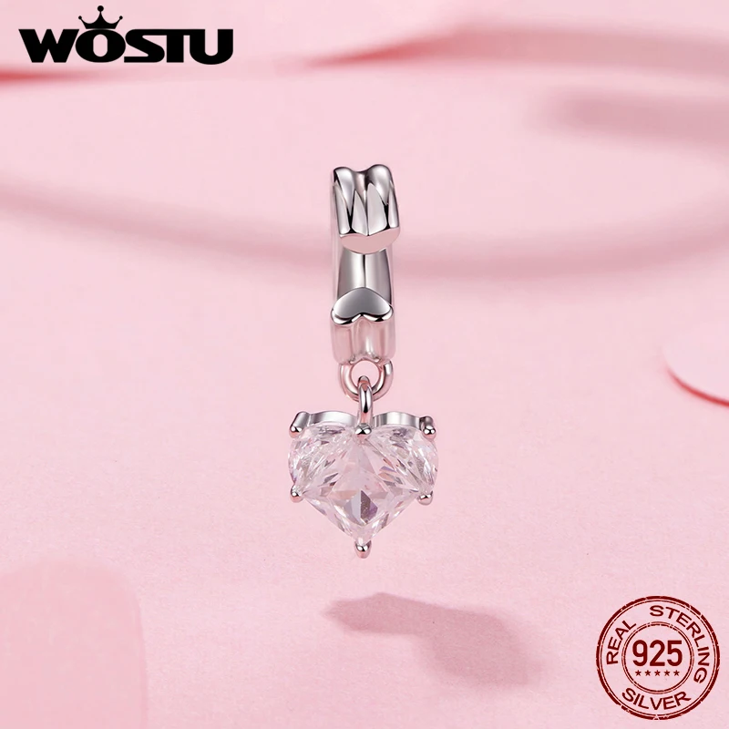 WOSTU 925 الفضة الشكر الملونة تركيا قلادة سحر القلب سيليكون خزر عازل صالح لصنع سوار هدية فريدة من نوعها DIY