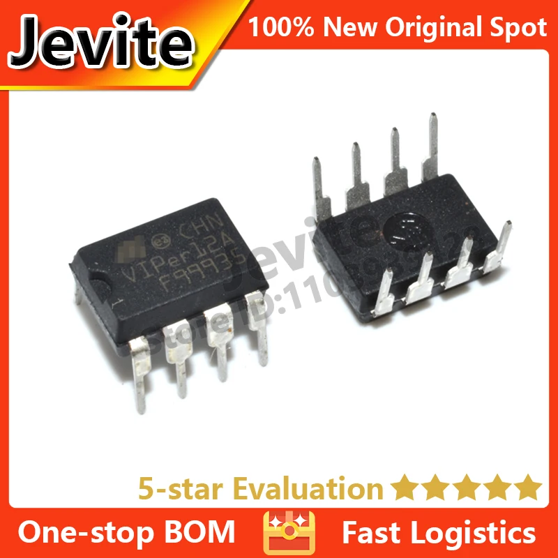 Jevite 100% ใหม่ Original electronics Controller IC 10-50 หน่วย/lote VIPER12A VIPER12ADIP-E DIP-8 9V ~ 38V