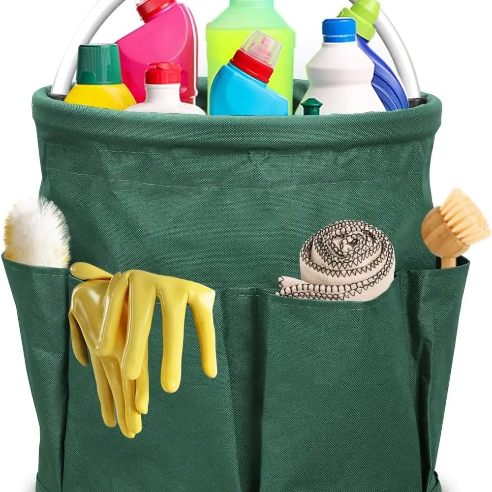 

Портативная зеленая чистящая кабина с ручкой, складной органайзер для чистящих средств и полотенец