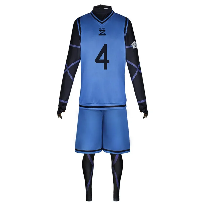 Anime Blue Lock No.4 Football Jersey Isagi Yoichi Cosplay Costume Wig Chigiri Hyouma Sportswear Team Z No.4 Bachira Meguru Men J