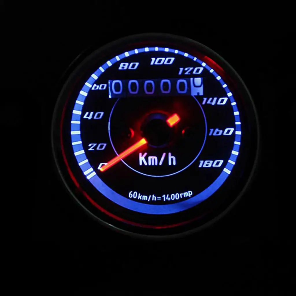 Black Digital Blue LED Odometer Speedometer Gauge 12V for Motorcycle Moped