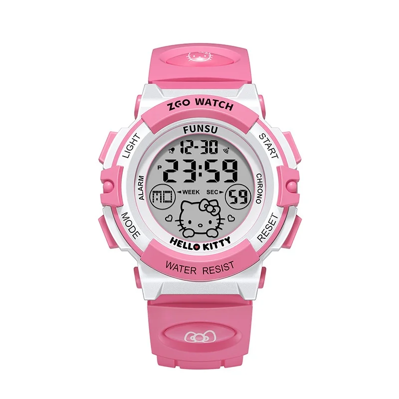 Sanrio Zgo Hello Kitty Watch Sports Waterproof Luminous Digital Watch Gifts For Female Students Kawaii Kids Watch Gift Toy Watch