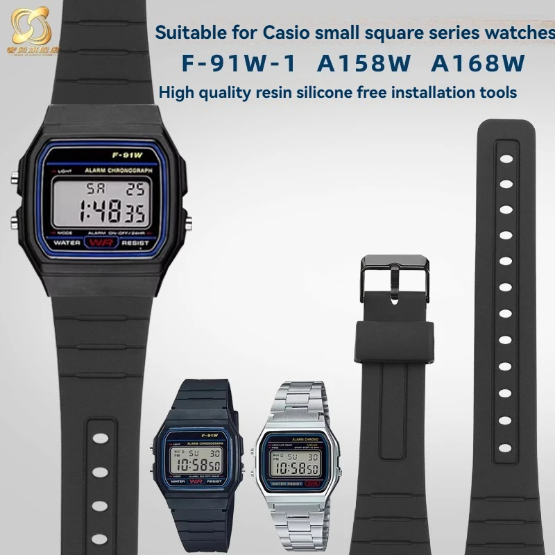 

For Casio CASIO F-91W-1 A158 159 A168 AE1200 series resin silicone waterproof student men's watch strap sports accessories