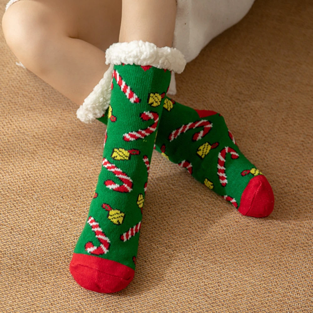 2022 Winter Indoor Women's Socks Padded Carpet Floor Socks Soft Warm Socks For Women Casual Printed Socks Christmas Theme Socks