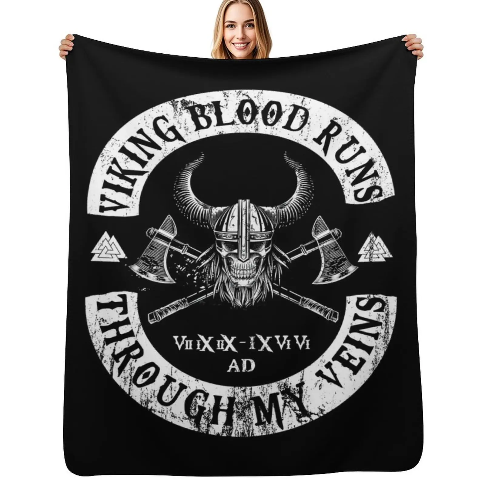 Viking Blood Runs through my Veins Throw Blanket Summer Cool Breathable Blanket for Sleeping