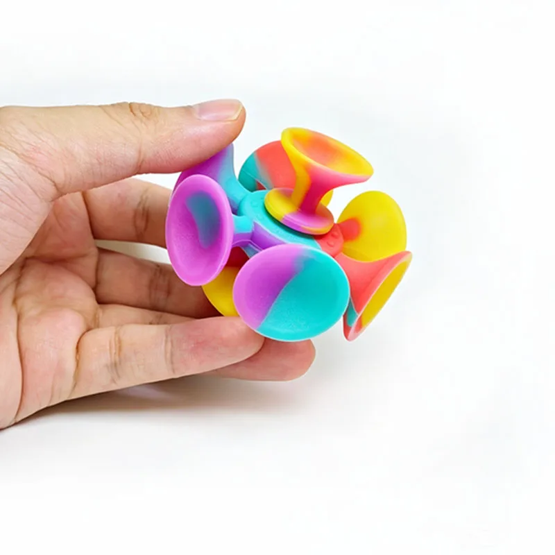 Suction Cup Window Fidget Spinners Silicone Sensory Toys For Stress Relief Anxiety ADHD Road Trip Car Airplane Travel Fun