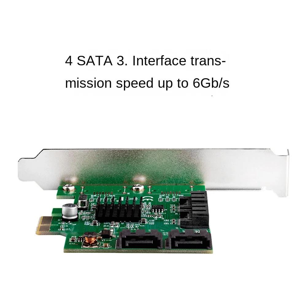 AEF7-Pcie 4 Ports 6G SATA 3.0 Controller Card Marvell 88SE9215 Non Raid Pcie 2.0 X1 Expansion Card With Low Profile Bracket