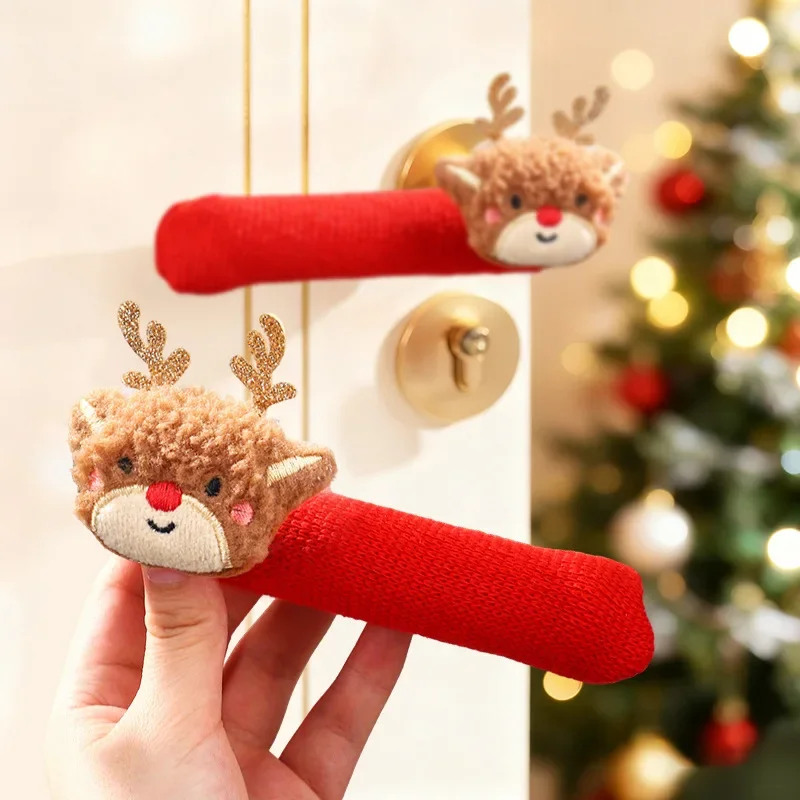 

4pcs Christmas Door Handle Decorations, Santa Claus Door Handle Gloves,Christmas Tree Decorations,room Covers Home Accessories