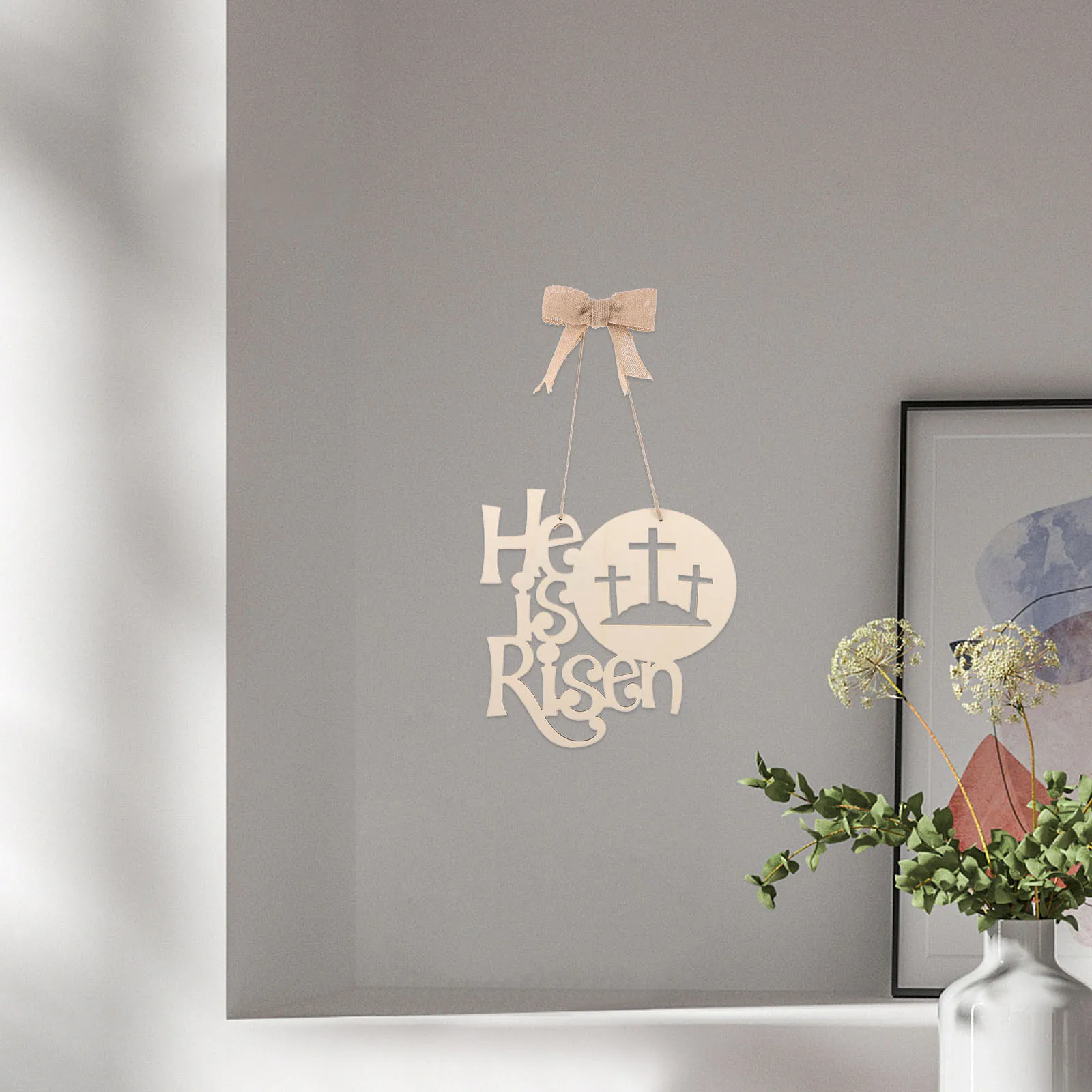 

Happy Easter Wooden Sign Beige Rustic Bow Door Sign Front Door Hanging Easter Decorations Spring Party Decor Spring Party Decor