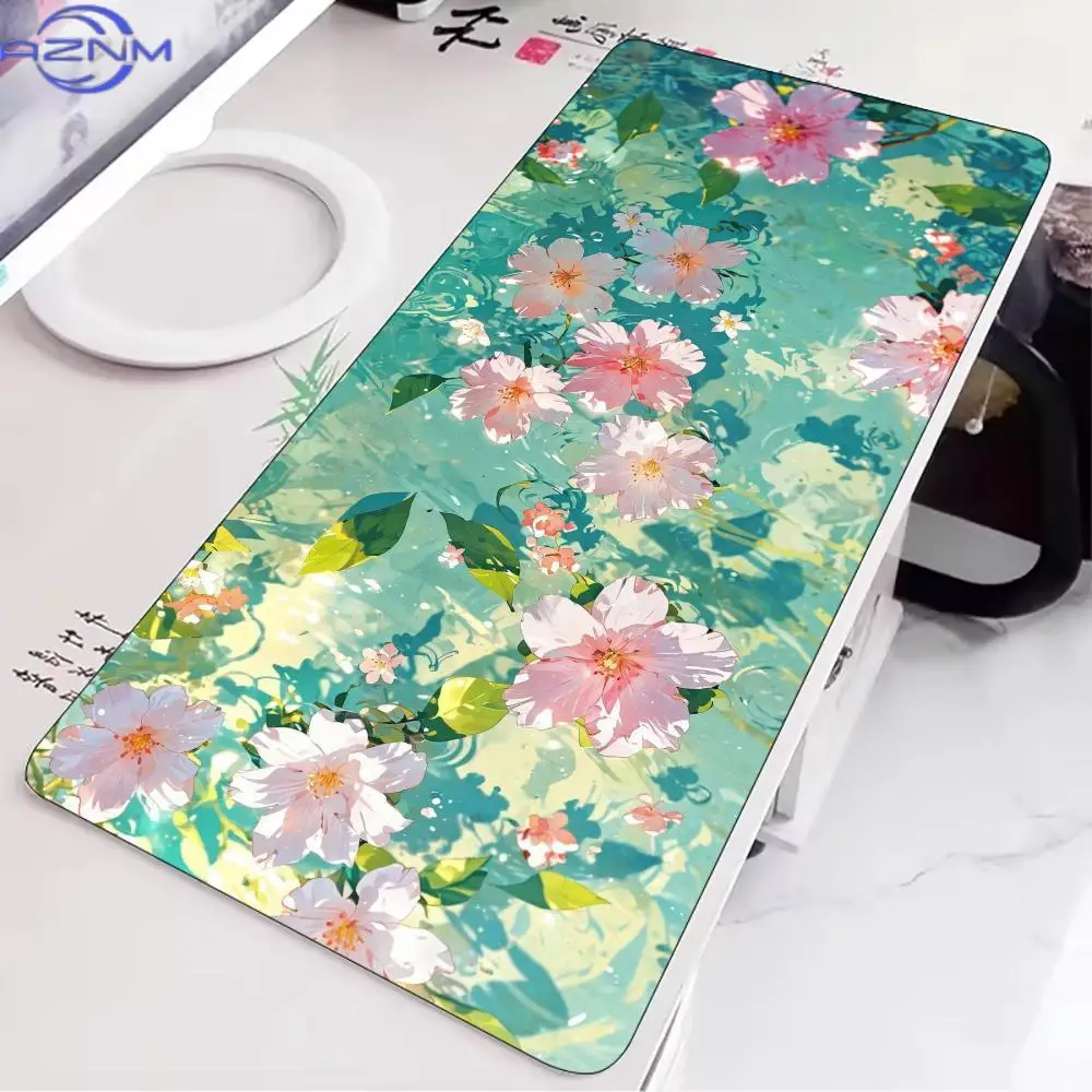 Beautiful Anime Flowers Mouse Pad Large Rubber Anti-slip PC Desk Accessories Mousepad for Office & Gamer Keyboard Mats Decor Mat
