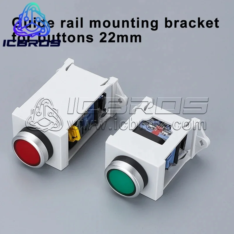 Guide Rail Mounting Bracket for Buttons 22mm Button Switch Indicator Light, Button Protection Cover Emergency Stop Seat