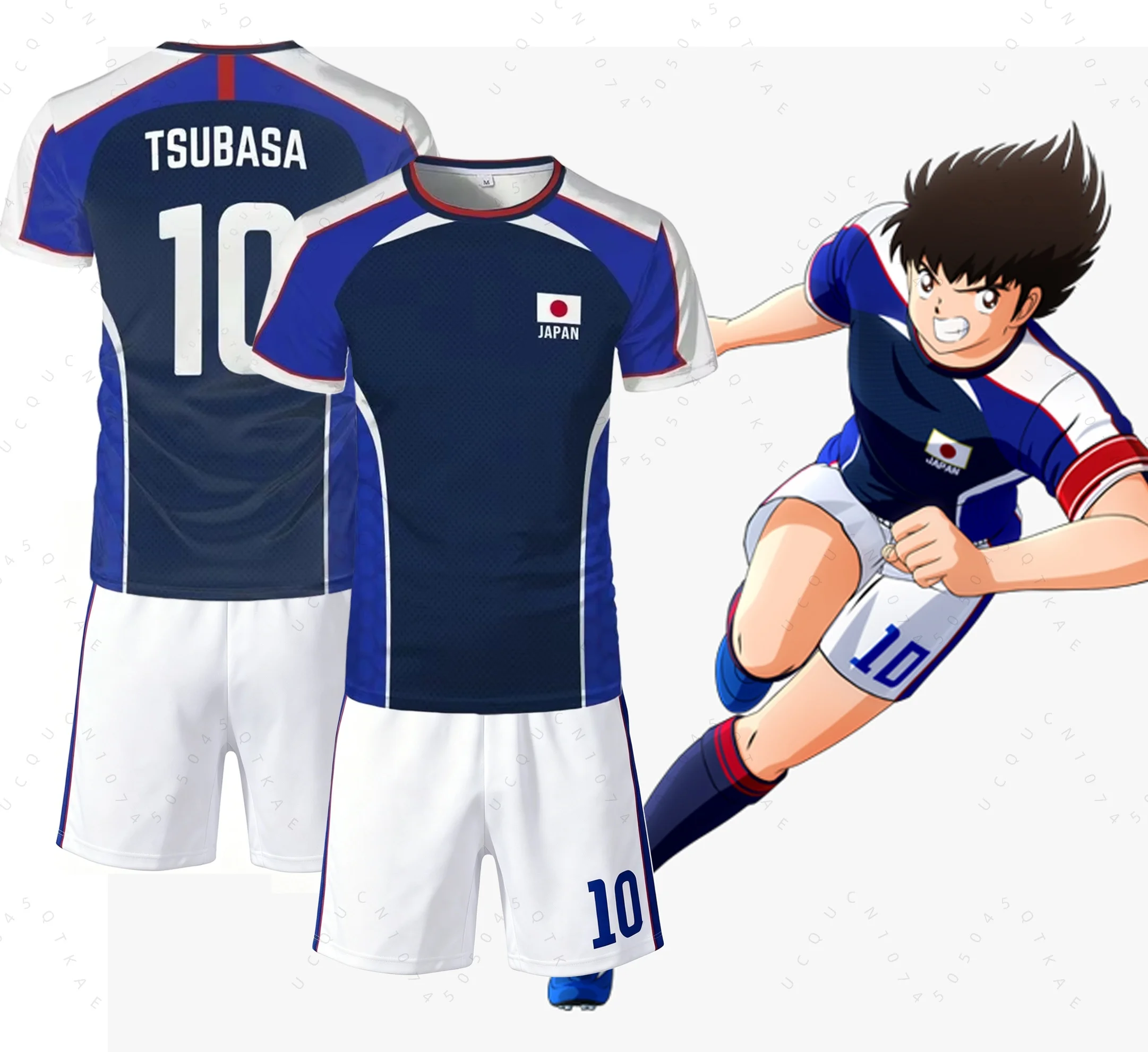 Anime Captain Tsubasa Japanese Flag Jersey Tee Shorts Set Breathable Quick-Dry Sportwear Men Women Kid T-shirt Set 2 Piece Set