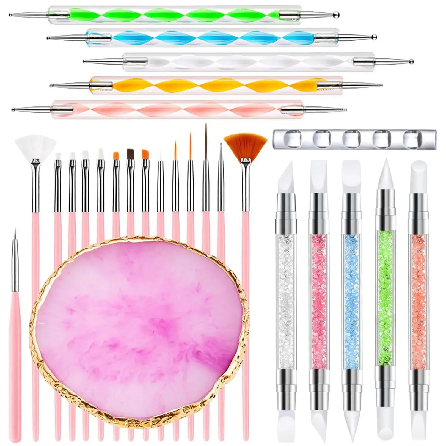 

Nail Art Painting Brush DIY Tool Set – Includes Nail Brushes, Resin Palette, Carving Pen, Dotting Pen, and Acrylic Brush Holder