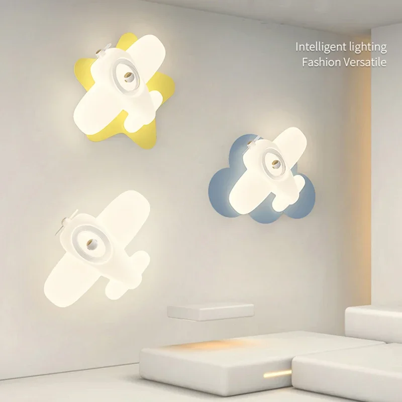 2025 Romantic Airplane Wall Lamp Children's Room LED Wall Light 220V Kids Baby Girl Bedroom Bedside Lamps Aircraft Nursery Room