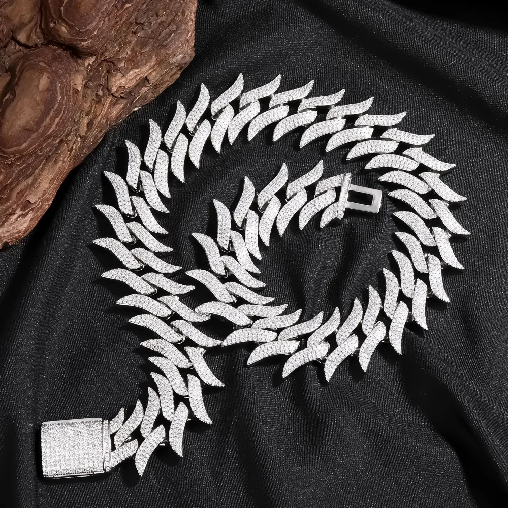 Thorny Cuban Chain Iced Out Sparkling Cubic Zirconia Hiphop Fashion Necklace Jewelry Choker Trendy Link Exquisite Party Jewelry