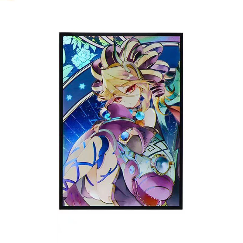 63x90mm 50PCS/LOT Holographic Sleeves YUGIOH Card Sleeves Illustration Anime Protector Card Cover for Board Games Trading Cards