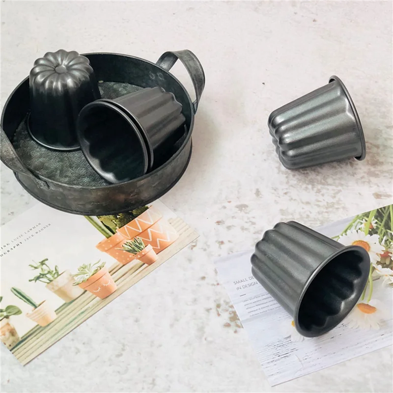 

Форма AT21-Canele, чашка для кексов для каннелей, 12 шт., антипригарная форма для каннелей, серо-черные консервы