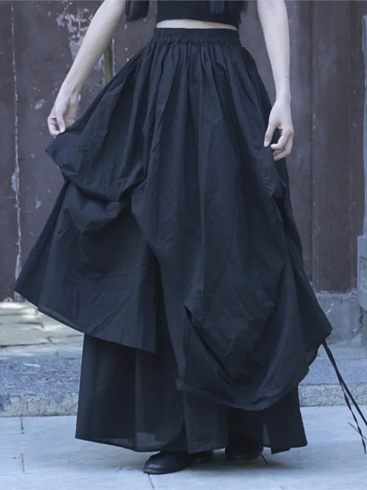 2023 Jesienna kobieta Nowy oryginalny chiński styl Pumping Devise Spódnica Casual Solid Color Bawełna Vintage Retro Spódnica